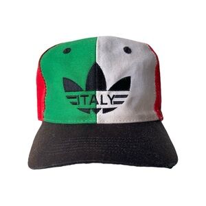 Vintage 90s Adidas Italy Tricolor SnapBack Cap Hat Rare Futbol Soccer